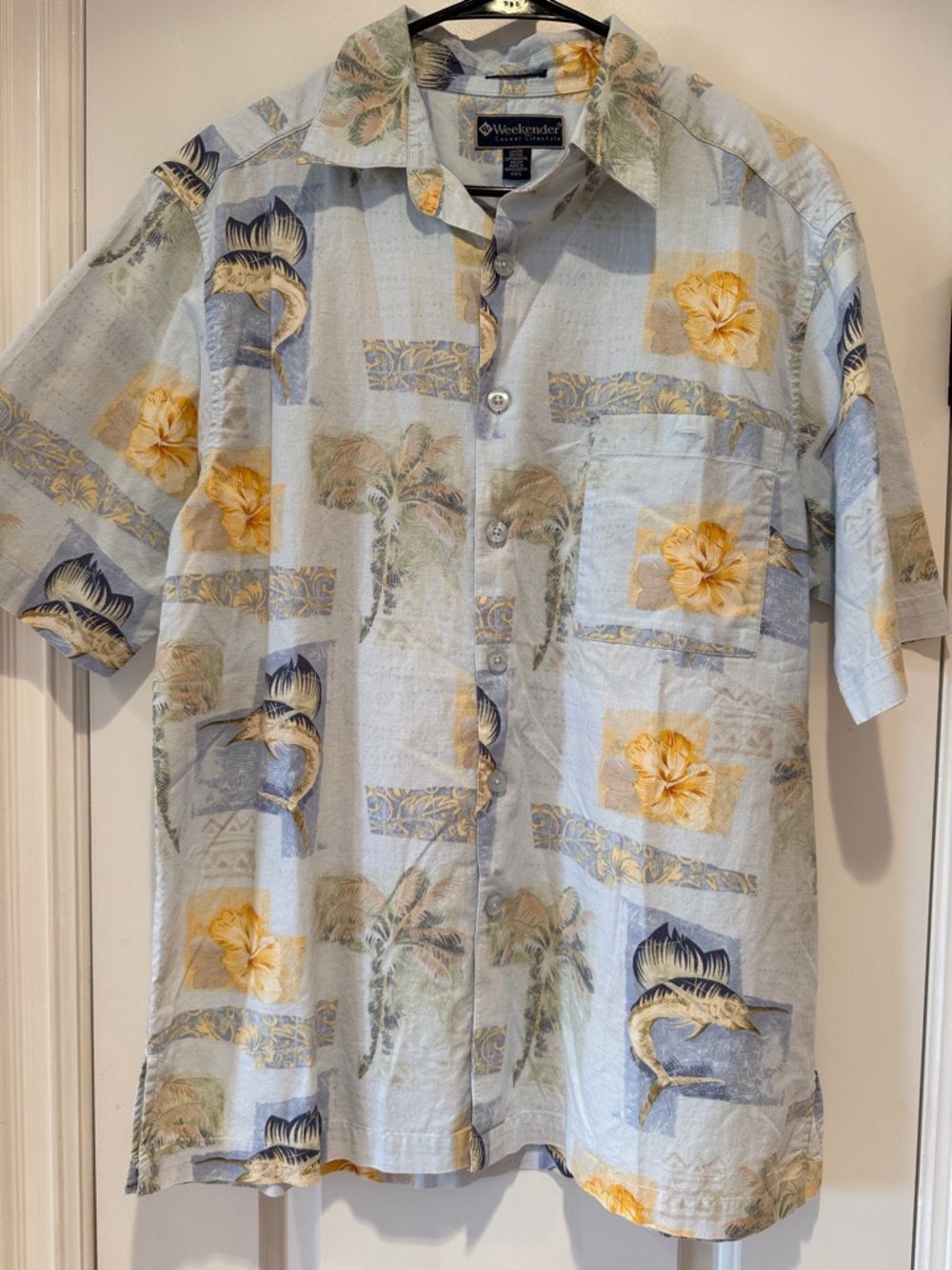 Weekender Limited Edition Hawaiian Shirt Men’s L Marlin Fish Tropical Cotton